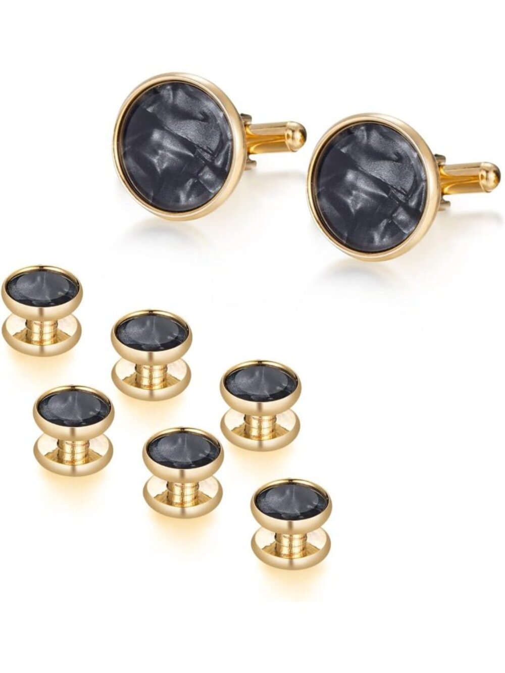 Elegant Mother of Pearl Cufflinks & Studs Set for Tuxedo, Wedding & Business